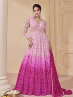 Pink Real Georgette Anarkali Gown